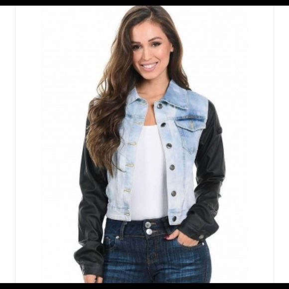 American Vintage Jackets & Blazers - Funky half denim, half leather jacket
American Rag SZ M-Stone washed 90’s look